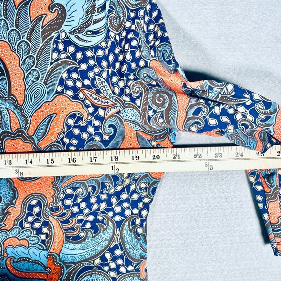 J Mclaughlin Dress Womens XL Blue Stretch Paisley Catalina Cloth Midi - Picture 9 of 14